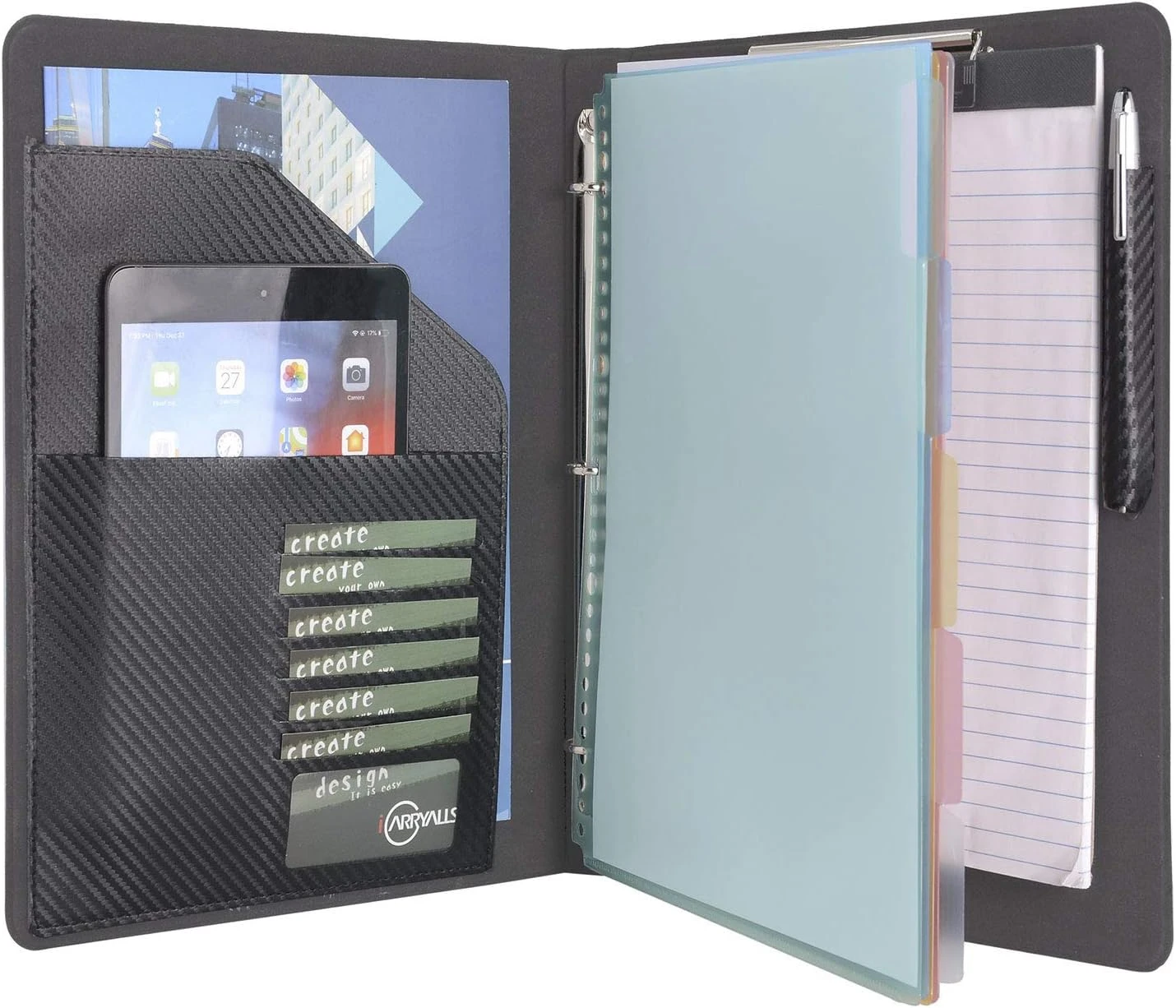 Binder Portfolio Organizer with Color File Folders, Business and Interview Padfo